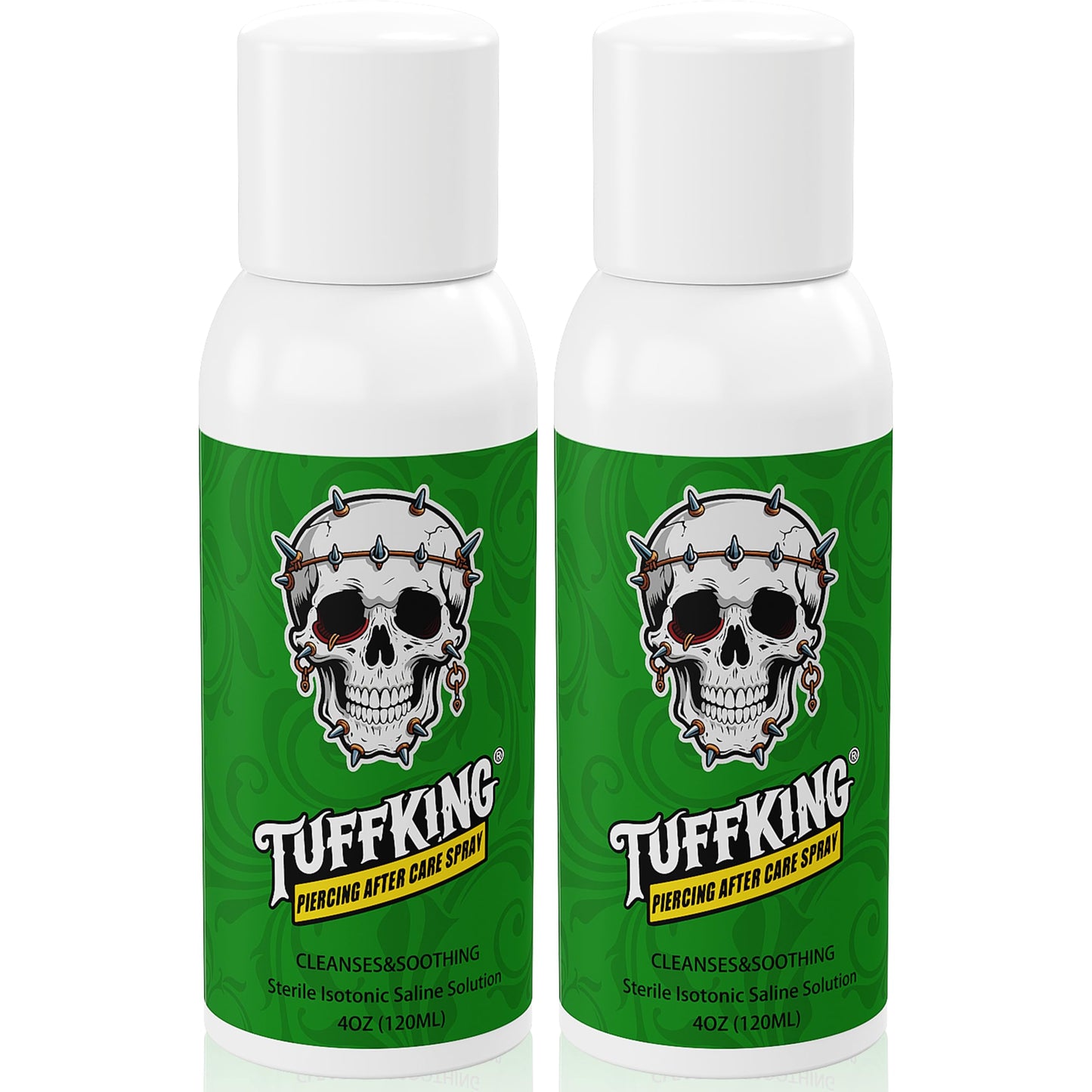 Tuffking 2PCS Piercing Aftercare Spray (4OZ) Advanced 2-in-1 Piercing Aftercare & Cleanser for Piercing Bump Keloid Removal Piercings Bumps Lip Body Nose Rings & Ear Piercing Cleaner