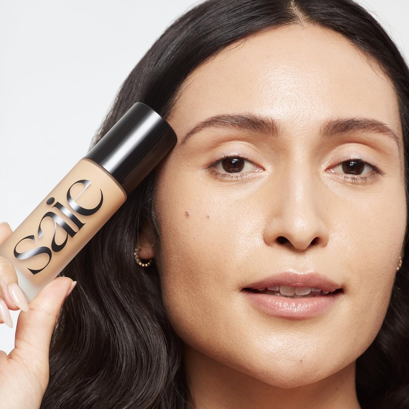 Saie Glowy Super Skin Tint Liquid Foundation - Weightless + Dewy Foundation with Lightweight Medium Coverage - Hydrating Face Makeup + Skin Care Serum Hybrid with Hyaluronic Acid - Shade 15 (1.01 oz)