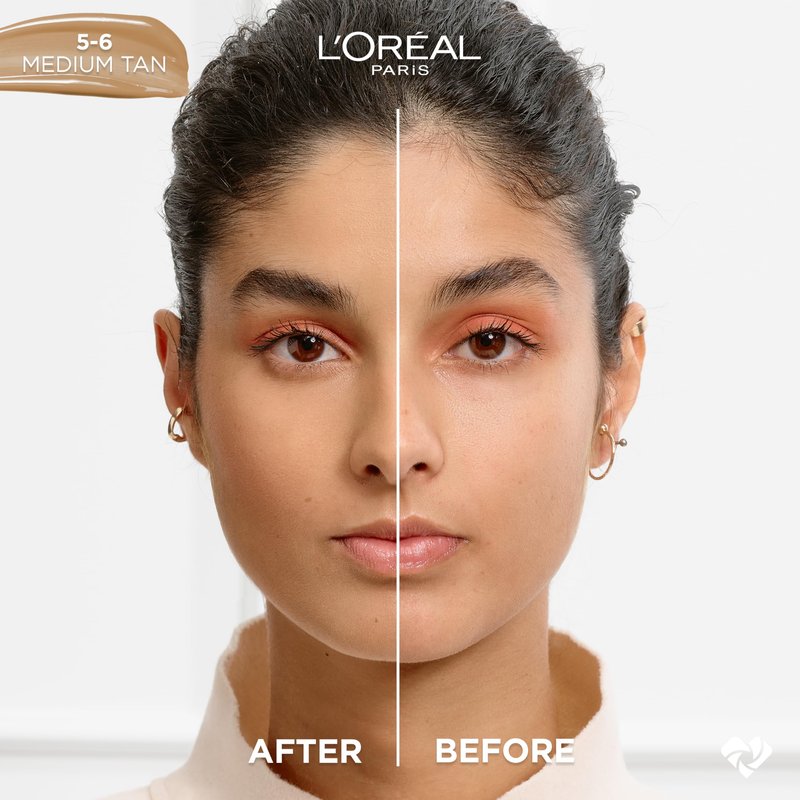 L'Oreal Paris True Match Nude Hyaluronic Tinted Serum Foundation with 1% Hyaluronic acid, Medium Tan 5-6, 1 fl. oz.