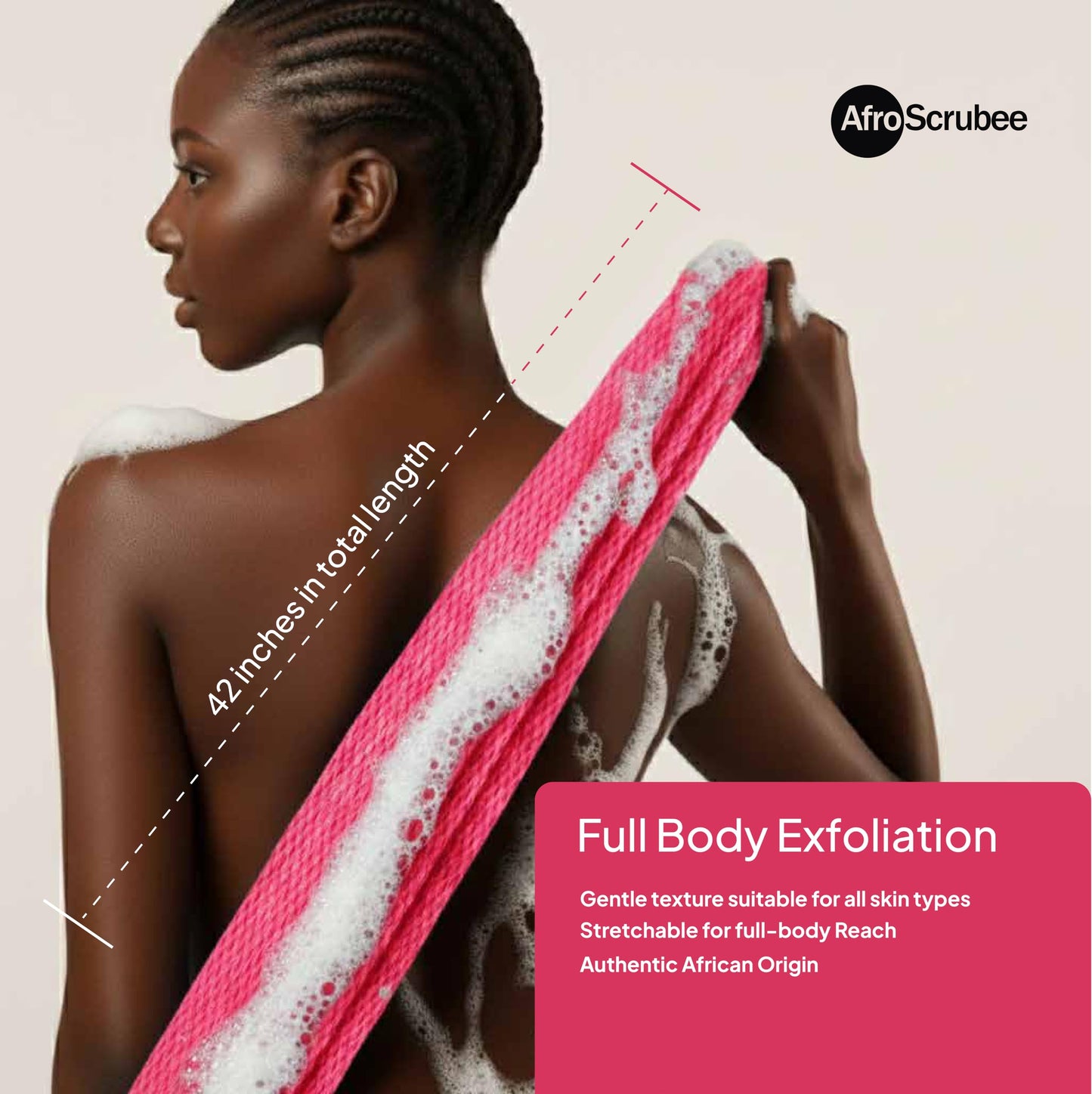 AfroScrubee Authentic African Net Sponge Exfoliating Bath Sponge (Pink)