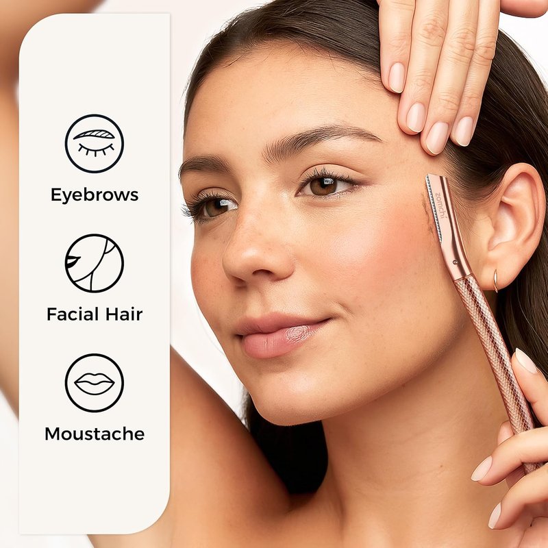 Eyebrow Razor - Precision Face Trimmer for Women & Men | 6-Blade Rose Gold Shaper