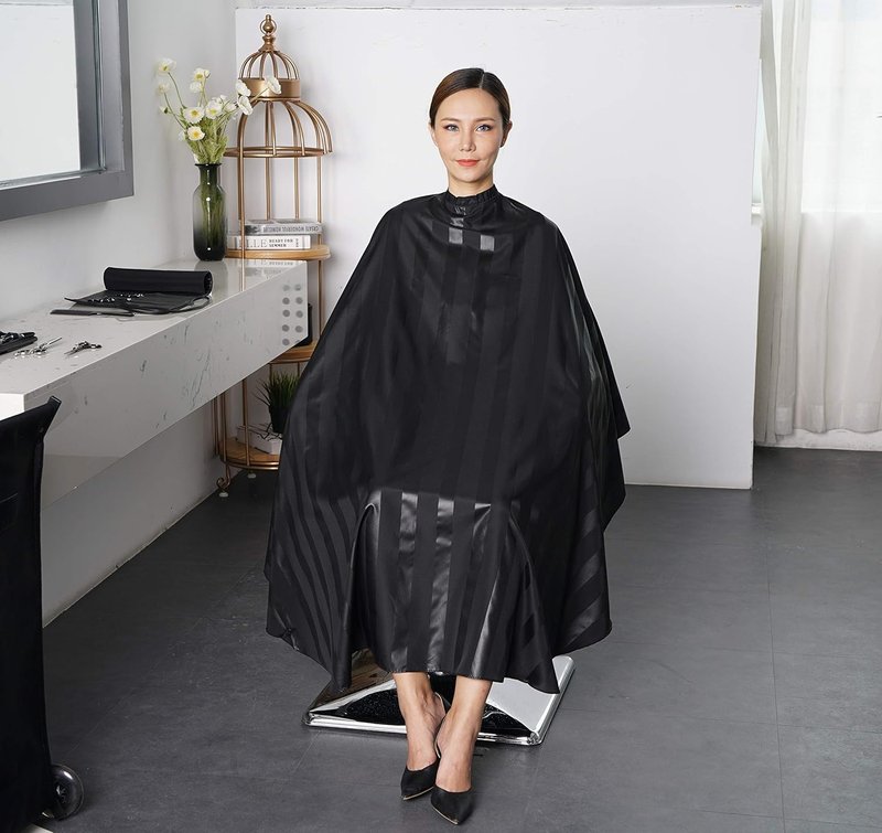 Professional Salon Cape - Black Polyester Barber Hair Cutting Cape | 54'x62'