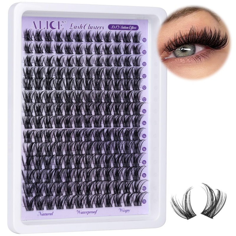 Lash Clusters Wispy Eyelash Extensions 168pcs Volume Individual Lashes 10-18mm Waterproof Natural DIY Lash Extensions Cluster Eyelash Extensions by ALICE