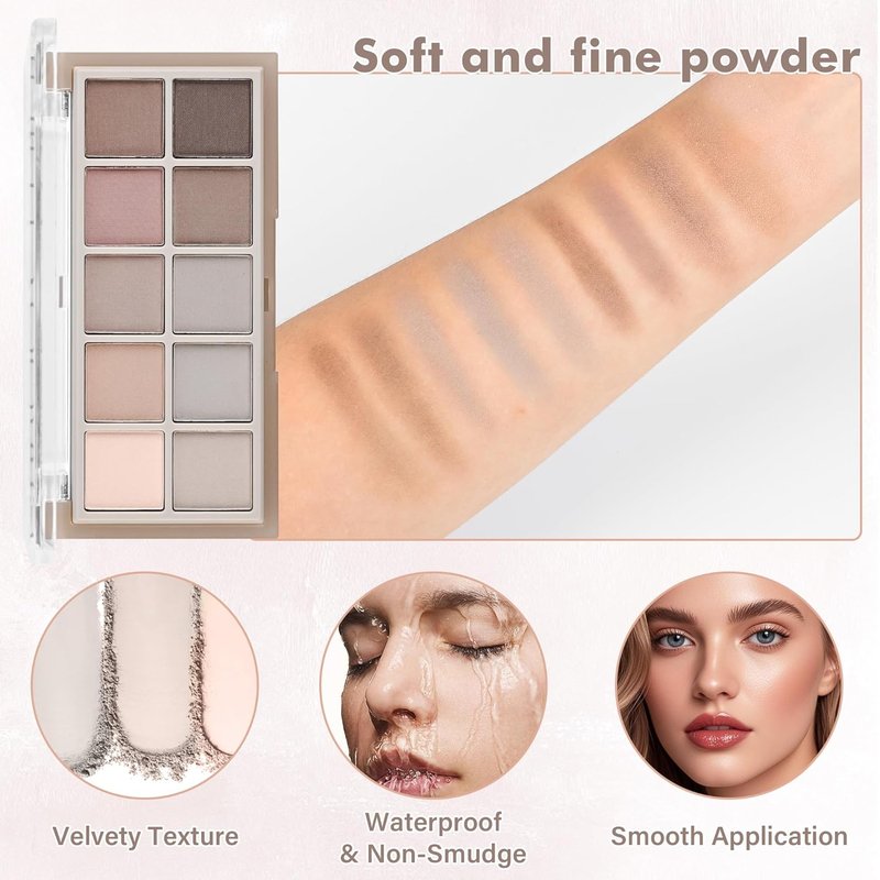 Skiennix Matte Eyeshadow Palette - Ten High-Pigmented Neutral Shades | Blendable, Vegan & Cruelty-Free