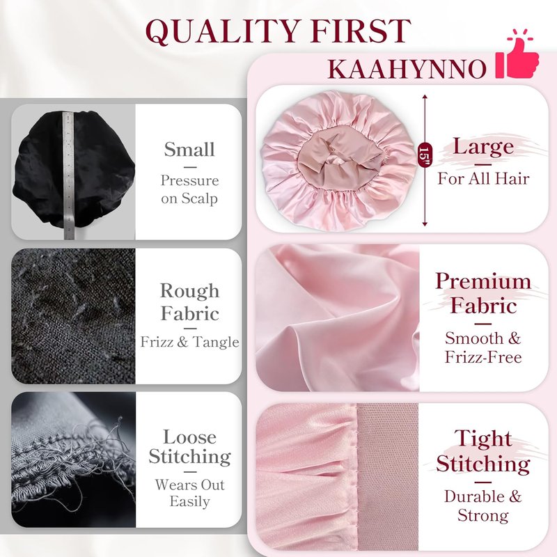 Silk Satin Bonnet for Curly Hair - Comfortable Sleep Cap for Natural Styles | Pink