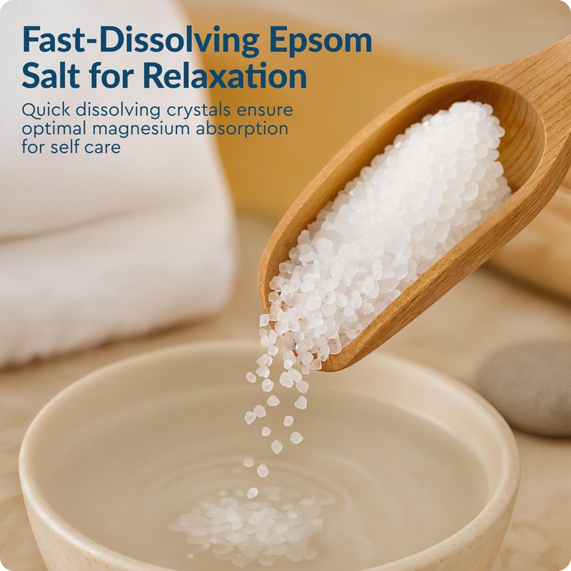 Brookstone 5 lb Epsom Salt Bulk Bag - Premium Magnesium Sulfate USP, Medium Grain Unscented Bath Soak Salt - Pure Epsom Salt for Bath, Foot Soak, Muscle Relief, Stress Relief & Skin Care