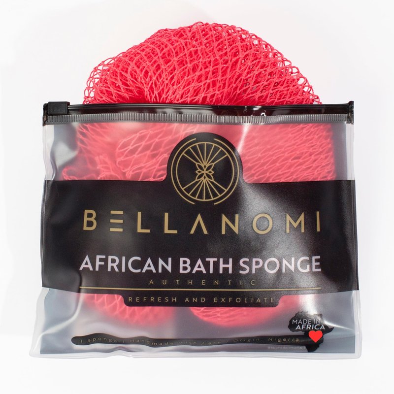 BELLANOMI African Exfoliating Net Sponge, Authentic, Ethically sourced from Nigeria, 45 inches Long, Back Scrubber for Daily use (Pink)