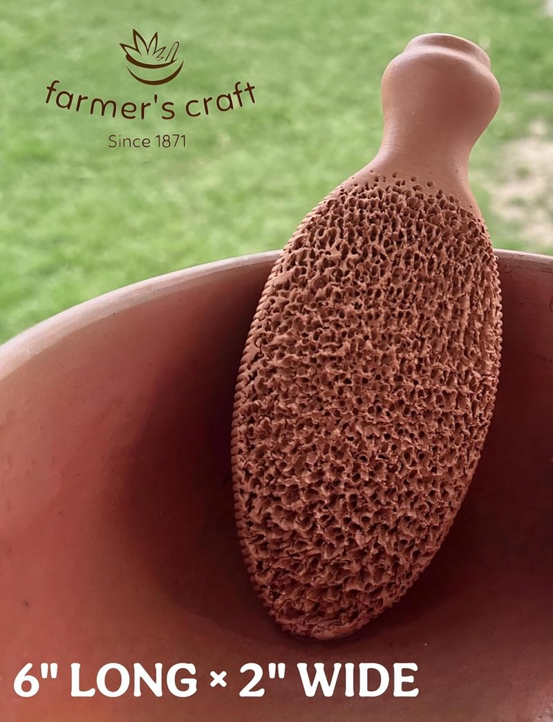 Natural Terra Cotta Pumice Stone - Long-Lasting Callus Remover & Foot Scrubber | Organic Cocoa Infused, 7+ Years Use