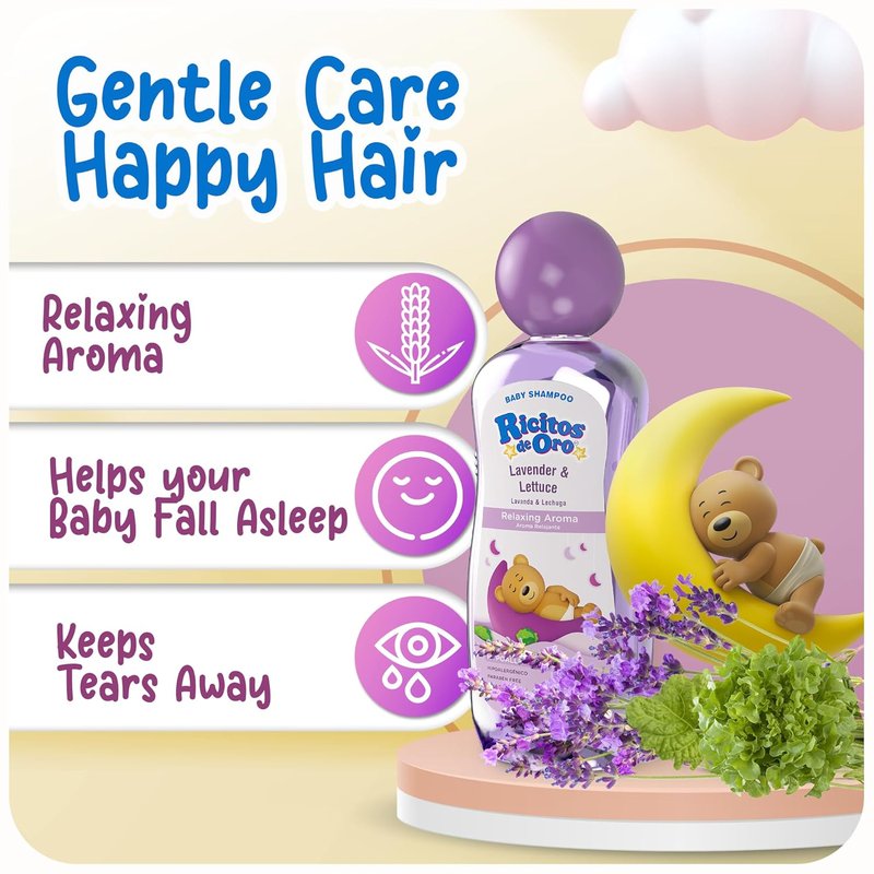 Ricitos de Oro Lavender Baby Shampoo - Nourishing & Gentle Tear-Free Formula, 8.45 oz, 3-Pack