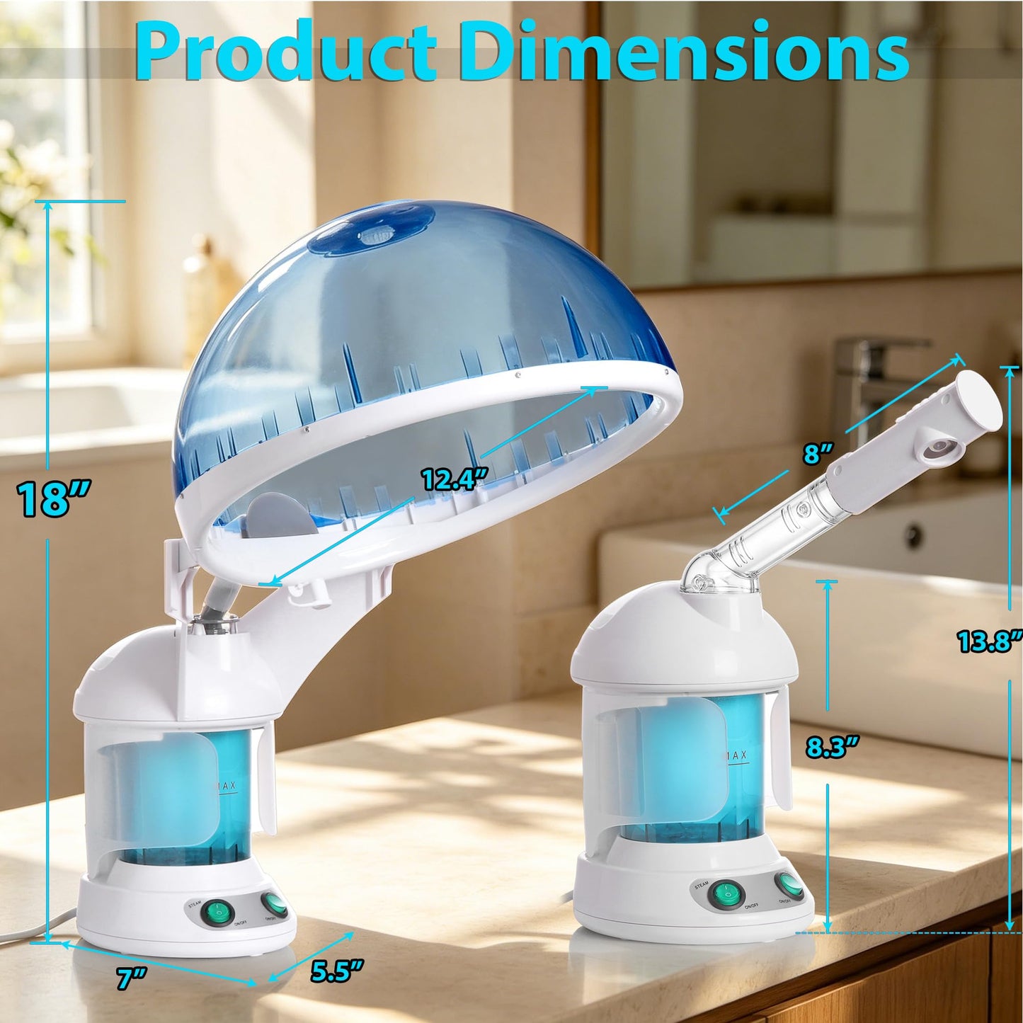 SUPER DEAL Hair Steamer PRO 3 in 1 Multifunction Ozone Facial Steamer with Bonnet Hood Attachment, Hair Therapy & Face Steamer for Personal Care Use at Home or Salon
