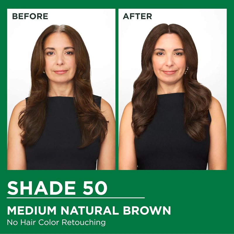 Garnier Nutrisse Ultra Crème Hair Color - Permanent Vegan Hair Dye for 100% Gray Coverage | 50 Medium Natural Brown (Truffle), 2 Count