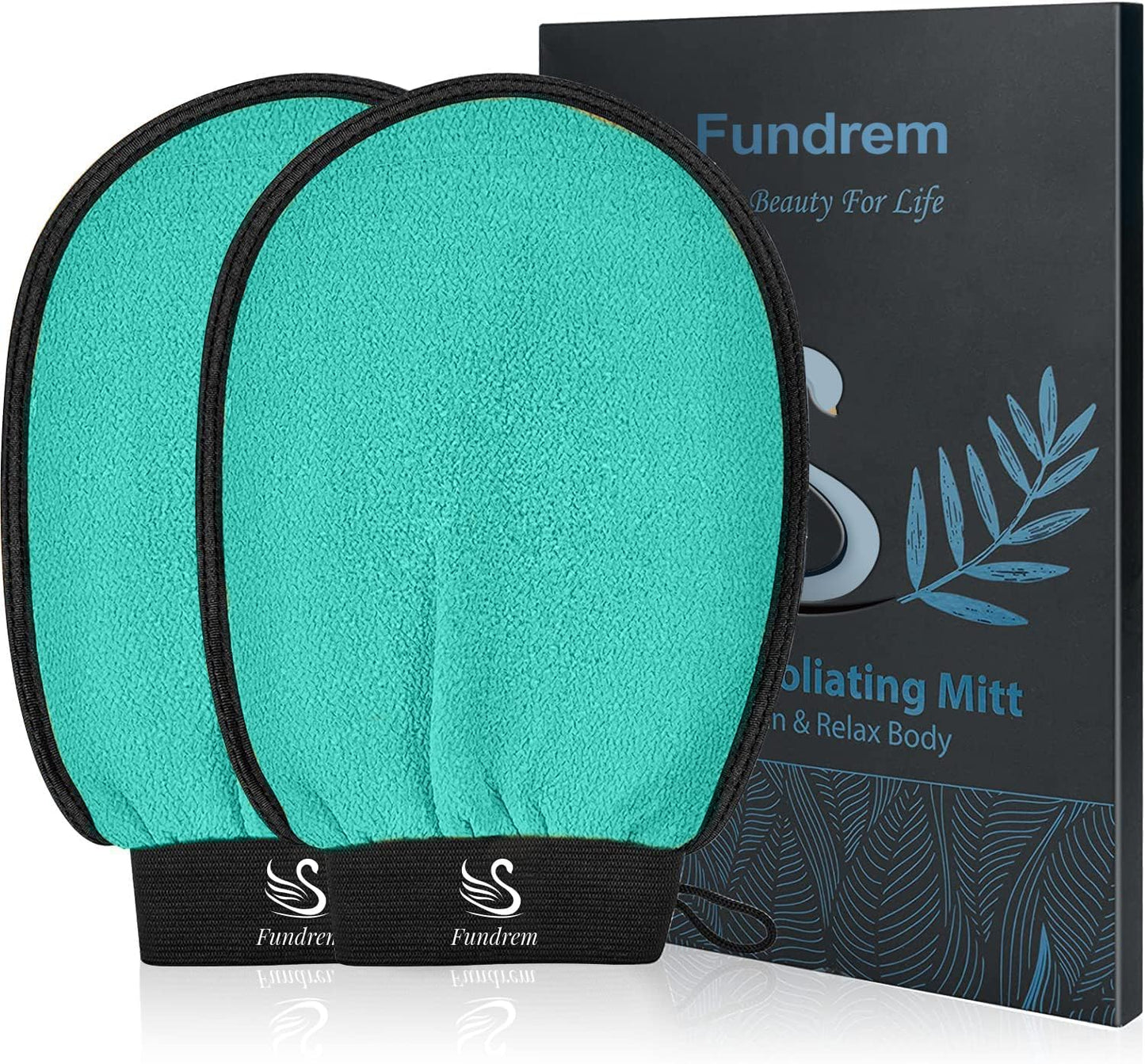 Exfoliating Gloves 2 Pcs, Exfoliating Body Scrubber for Bath Shower Exfoliation, Body Scrub Exfoliator Loofah Sponge for Dead Skin Remover, Korean Exfoliating Mitt (Green)