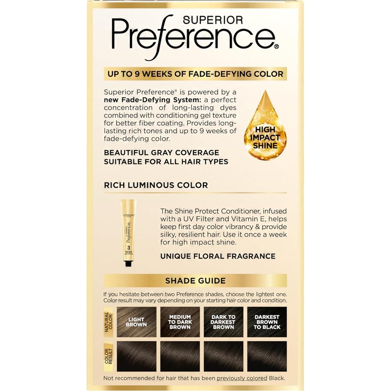 L'Oréal Paris Hair Color - Superior Preference Luminous Fade-Defying Dye, Soft Black 3 | Lasts Up to 9 Weeks