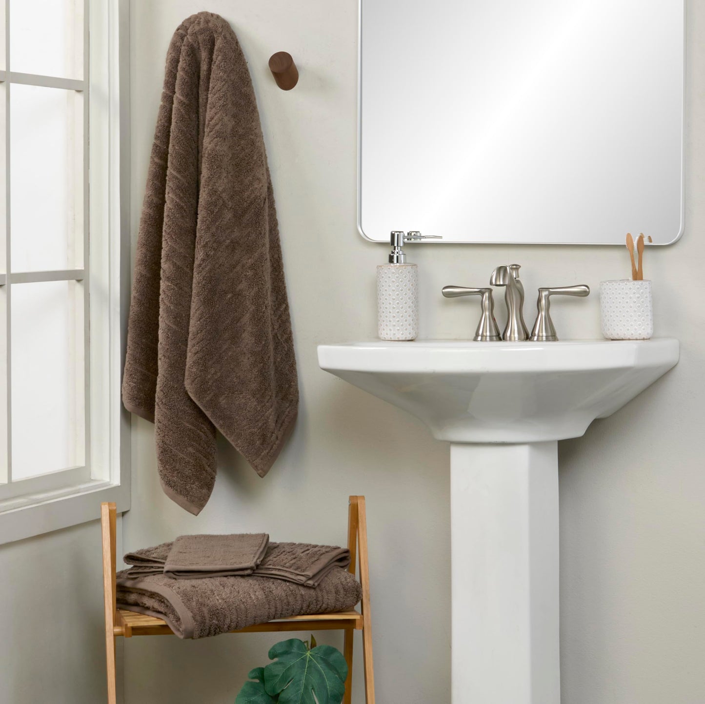 SKL Home CloudSoft Cotton Luxury 4 Pc Wash Set for Bath & Gift, Mink Brown