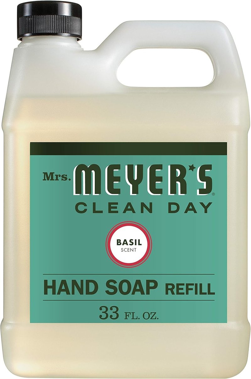 Mrs. Meyer's Hand Soap - Basil Scented Liquid Refill | 33 Fl Oz for Nourished Skin