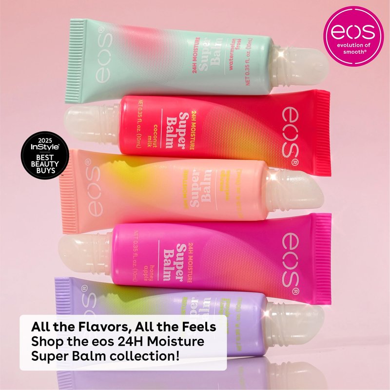 eos 24H Moisture Super Balm- Watermelon Frosé & Mango Melonade, Lip Mask, Day or Night Lip Treatment, Made for Sensitive Skin, 0.35 fl oz, 2-Pack