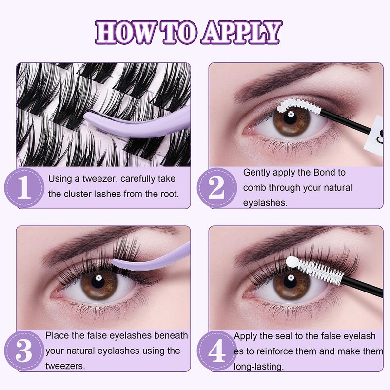 Clear Lash Glue - Lash Bond and Seal Waterproof Lash Clusters Glue Easy to Use 2 in 1 Strong Hold DIY Eyelash Adhesive for Cluster& Individual Lashes DIY Eyelash Lash Cluster Glue10ml (White)