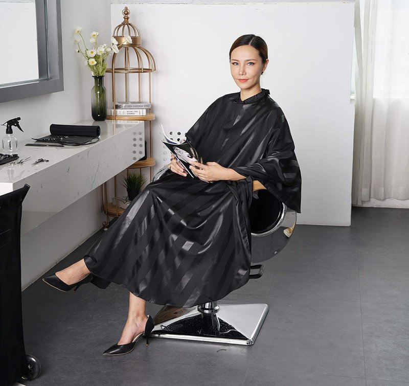 Professional Salon Cape - Black Polyester Barber Hair Cutting Cape | 54'x62'