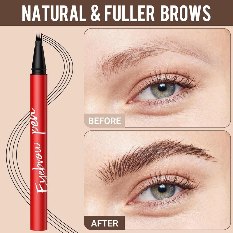 Eyebrow Pencils for Women - Precise 4-Tip Brow Pen 2 Pack | Natural-Looking Fuller Brows, Light Brown