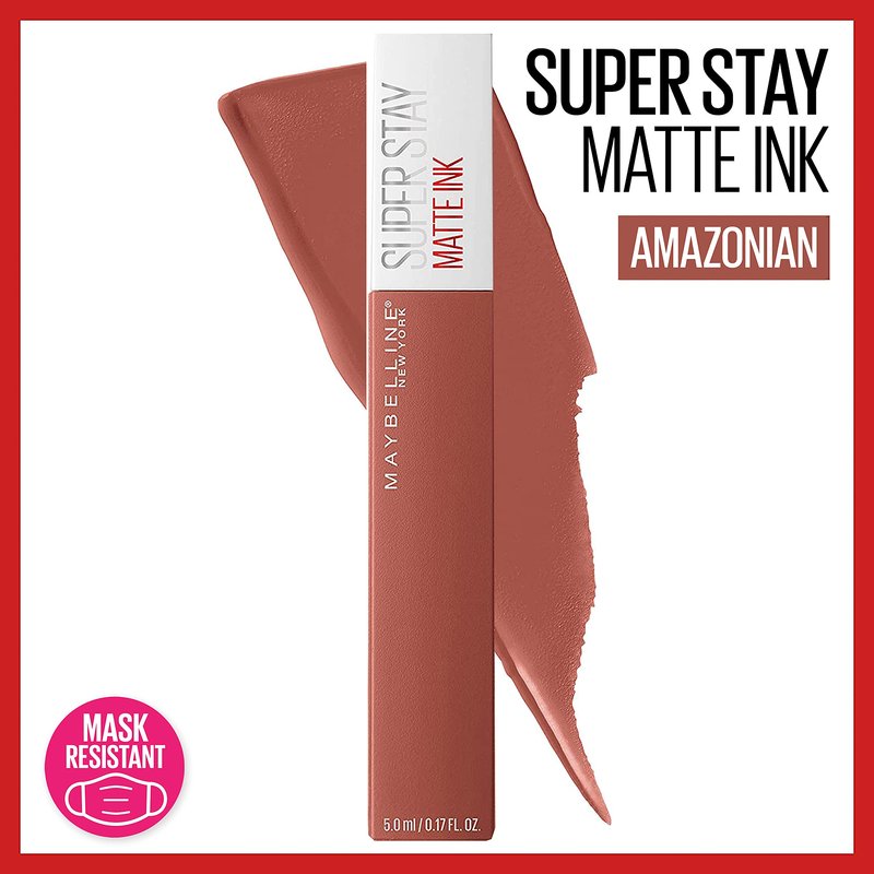 MAYBELLINE Super Stay Matte Ink Liquid Lipstick Makeup Long Lasting High Impact Color Up to 16H Wear Amazonian Nude Brown & Seductress Light Rosey Nude