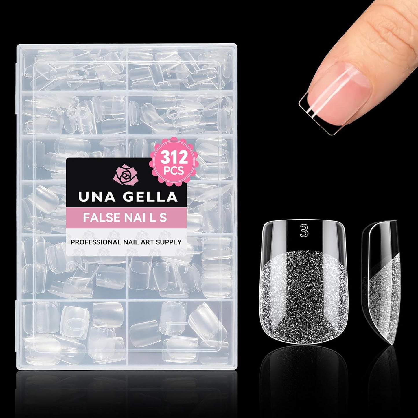 UNA GELLA Extra Short Square Nail Tips - 312pcs Soft Gel Full Cover | Half Matte Acrylic Fake Nails for DIY Nail Extensions