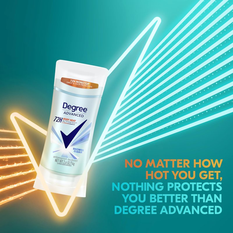 Degree Advanced Antiperspirant Deodorant 4 count 72-Hour Sweat & Odor Protection Shower Clean Antiperspirant for Women with MotionSense Technology 2.6 oz