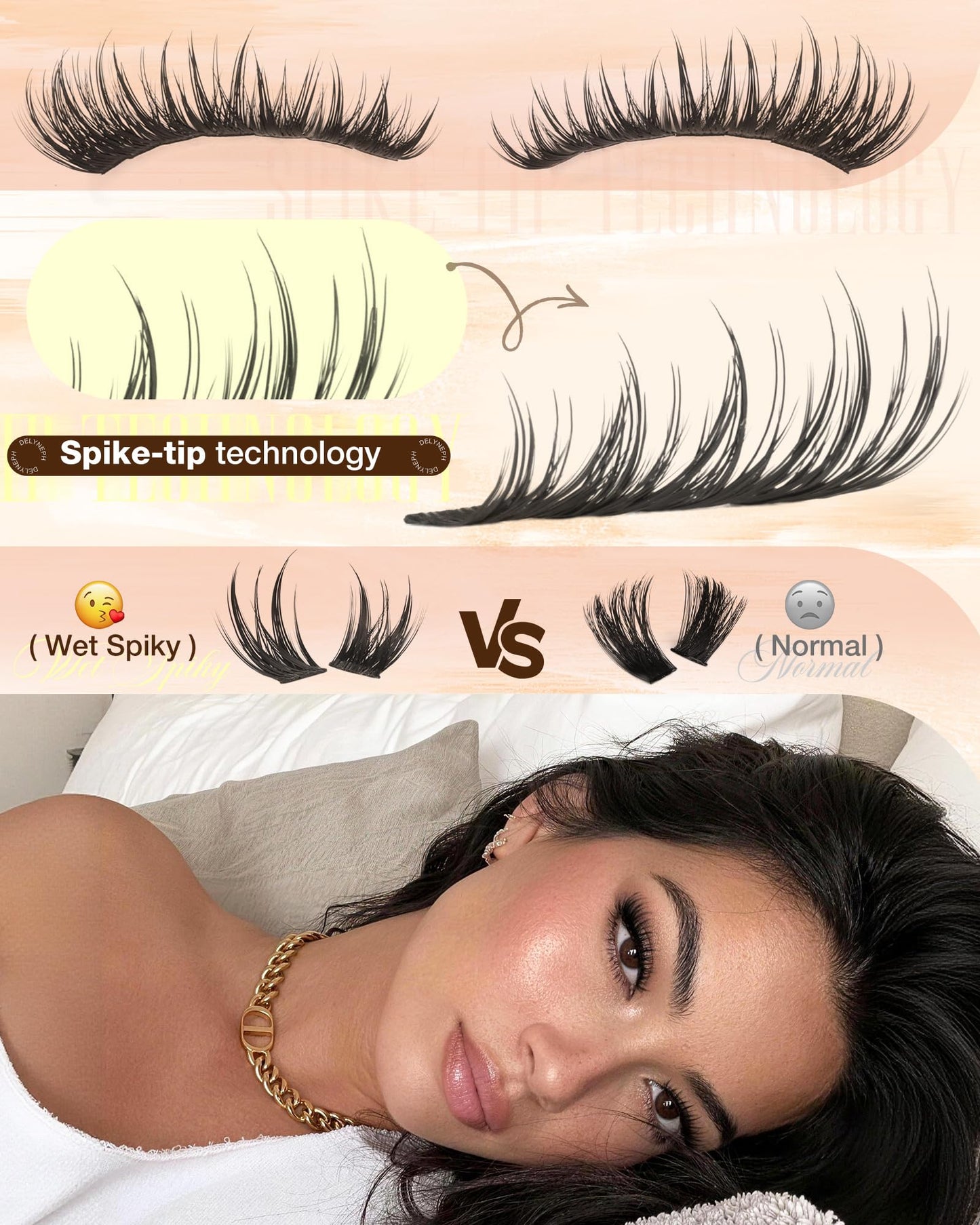 Wispy Lash Clusters Fairy Eyelash Clusters Wet Lash Clusters with Spikes Manga Cluster Eyelash Extensions CD Curl Natural 10-16mm Individual Lashes by Delyneph