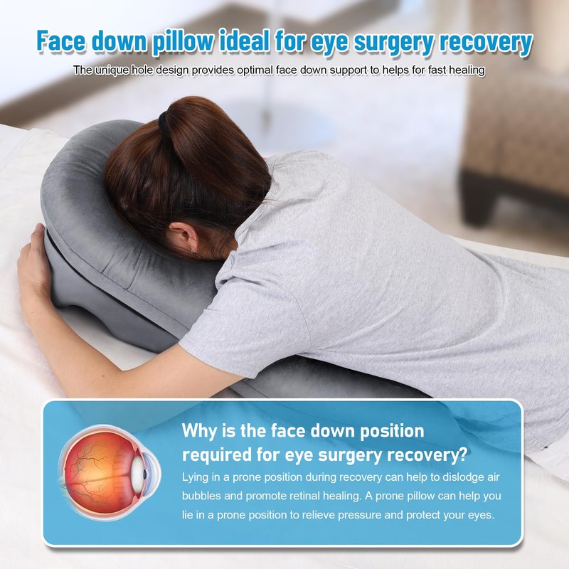 Morelexa 2026 Upgraded Face Down Pillow After Eye Surgery - 3-Vent Design Increase 50% Airflow, Massage Pillow Face Down for BBL/Back Surgery Vitrectomy Recovery and Stomach Sleepers