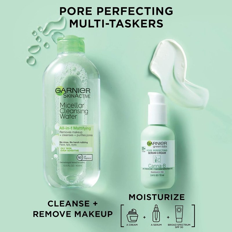 Garnier Micellar Water - Oily Skin Facial Cleanser & Makeup Remover | Mattifying, 13.5 Fl Oz