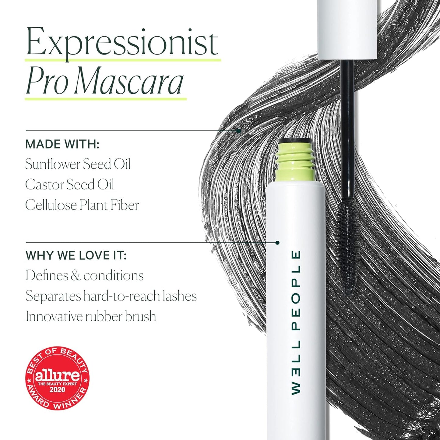 Well People Expressionist Pro Mascara - Long-Wear Defining & Lengthening Formula for Fuller Lashes | Vegan, Brown