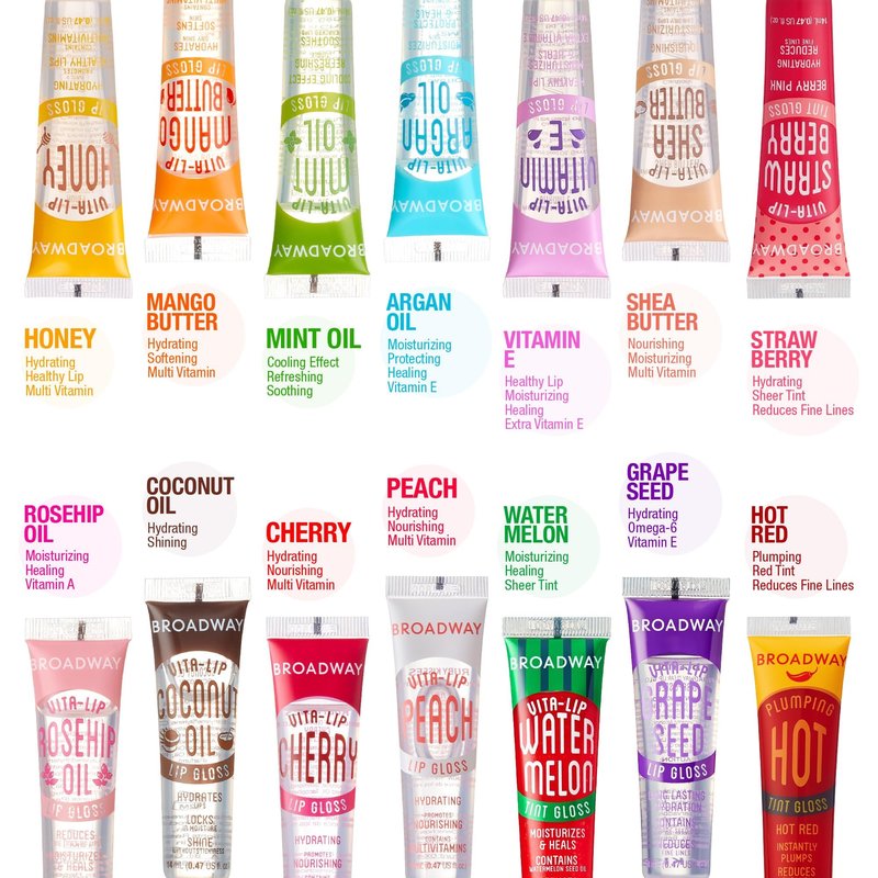 Ruby Kisses Broadway Vita-Lip Clear Lip Gloss (Rosehip Oil 12 Pack), Ultra-Hydrating & Soothing Formula with Vitamin Oils, High-Shine Non-Sticky Finish, Healing Glossy Lip Balm With Vitamin A