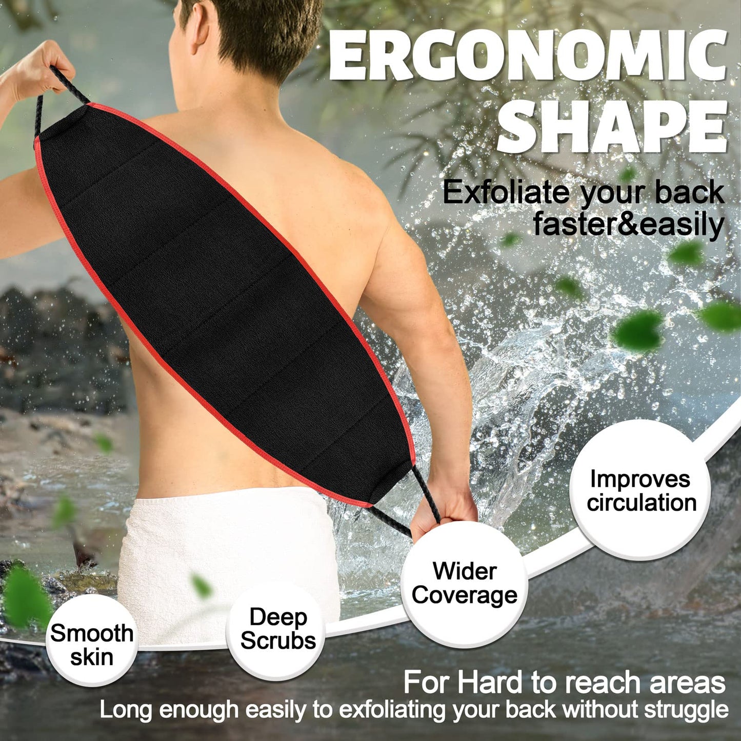 Evridwear Exfoliating Body Scrubber with Handles Back Washer Back Scrubber for Shower Bath Dry Skin Whole Body Deep Clean Men Women(Deep Exfoliation)