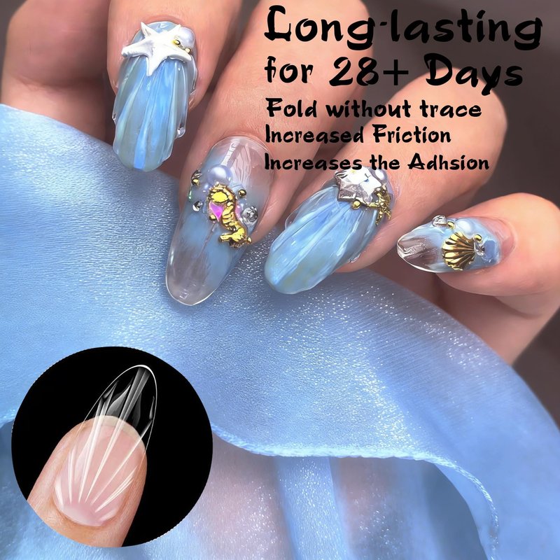 Shell Fake Nail Tips Medium Soft Gel Nail Tips 14 Sizes Almond Pre-Shaped Full Cover Clear Acrylic Press on False Nails Extension Tips for Woman DIY 140PCS