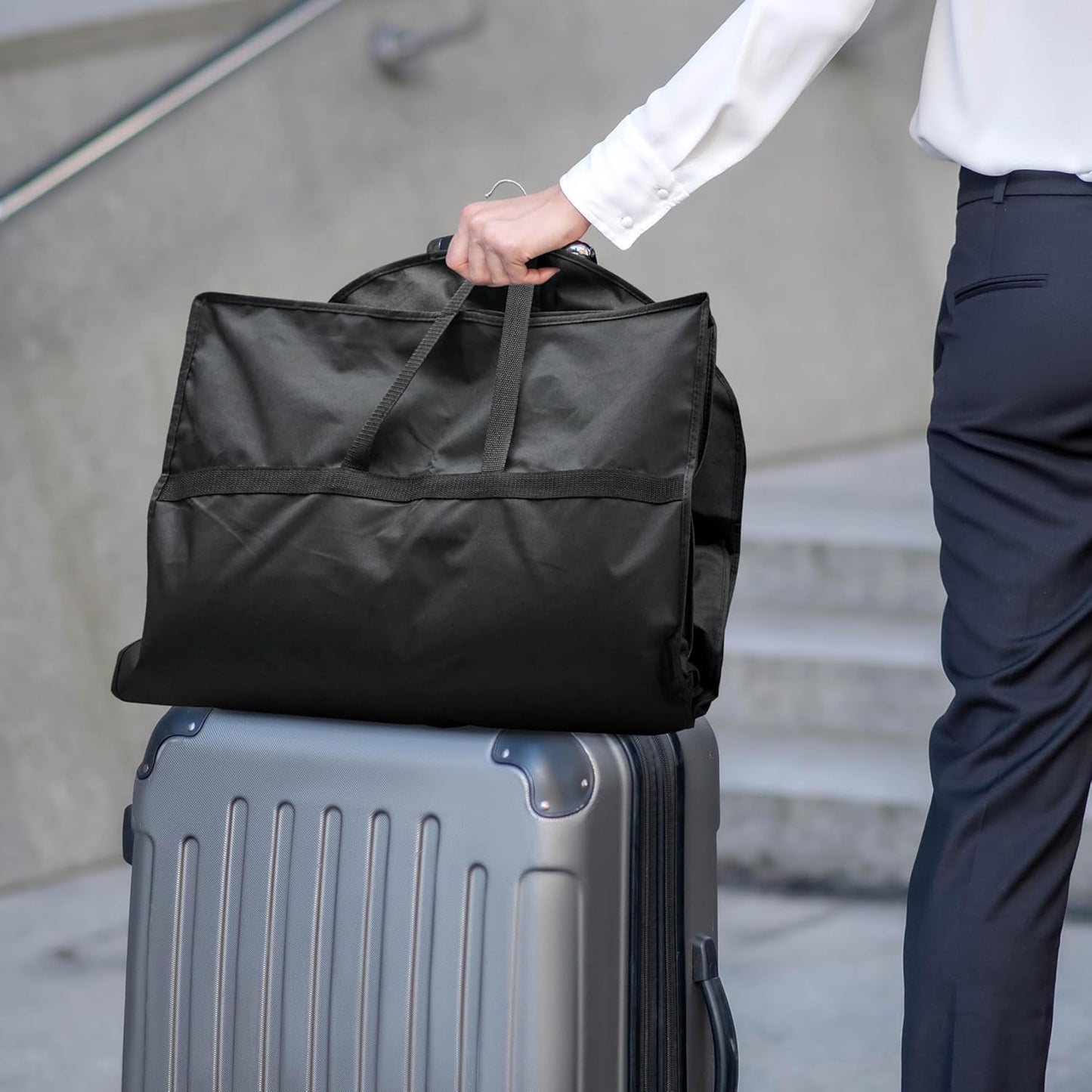 Travel Garment Bag - Heavy Duty Suit Carrier with Zipper Pocket for Suits, Tuxedos & Dresses | 43-Inch Black