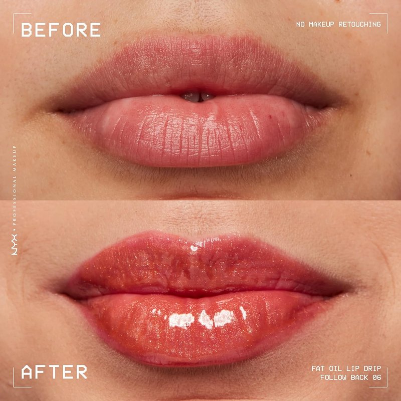 NYX PROFESSIONAL MAKEUP Lip Oil Gloss - Moisturizing Vegan Formula for 12 HR Hydration | Follow Back (Shimmering Warm Nude)