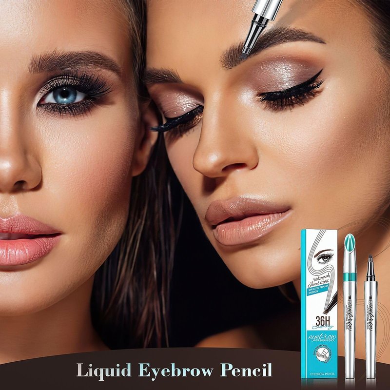 Microblading Eyebrow Pen 4 Fork Tip Tattoo Pencil, Long-Lasting Eye Brow Pencils for Women, Easy to Use Microblade Eyebrow Pencil Eyebrow Brush (Dark Brown)
