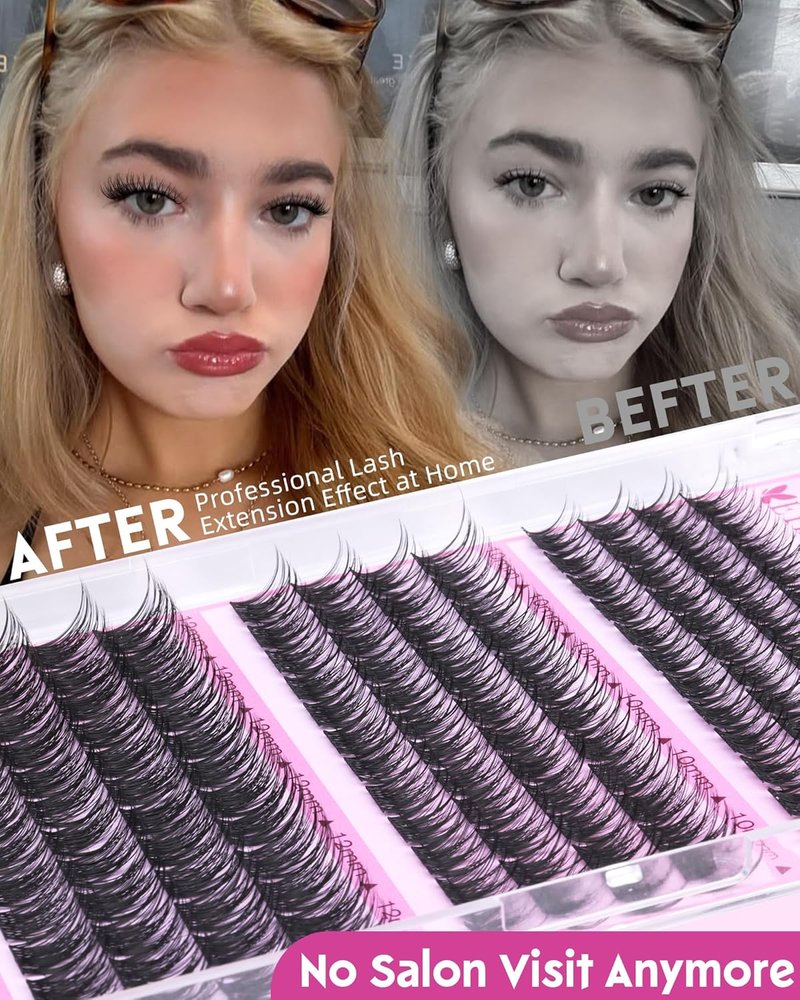 EYDEVRO Wispy Lash Clusters - Natural 10-12-14mm Eyelash Extensions for DIY Home Use | Waterproof & Fluffy