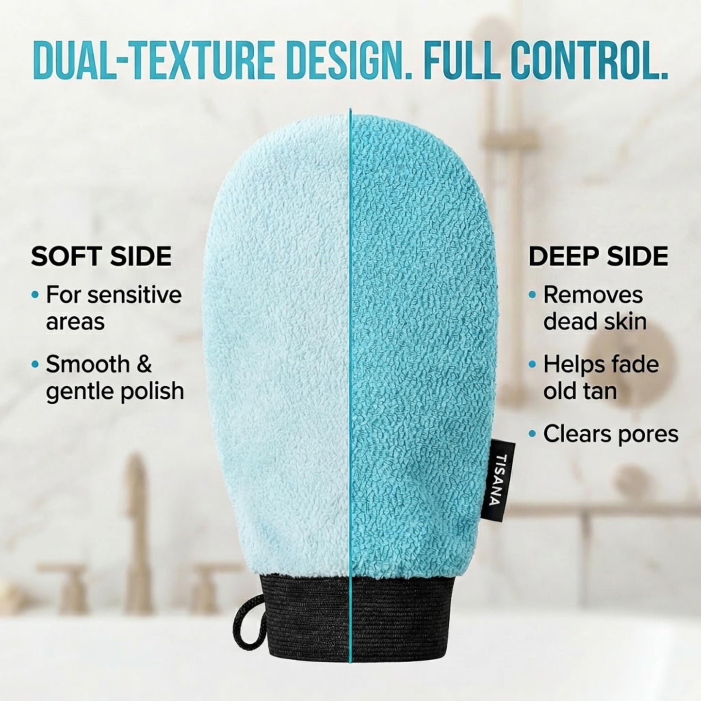 Exfoliating Glove for Shower – Dual-Sided Scrubber Mitt – Deep Exfoliation Washcloth Mittens – Dead Skin & Tan Remover for Body – Body & Face Exfoliator Loofah Wash Cloths for Showering (1-Pack)