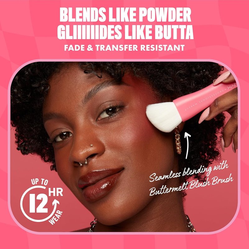 NYX Buttermelt Powder Blush - Fade & Transfer-Resistant Vegan Formula | Long-Lasting 12HR Wear