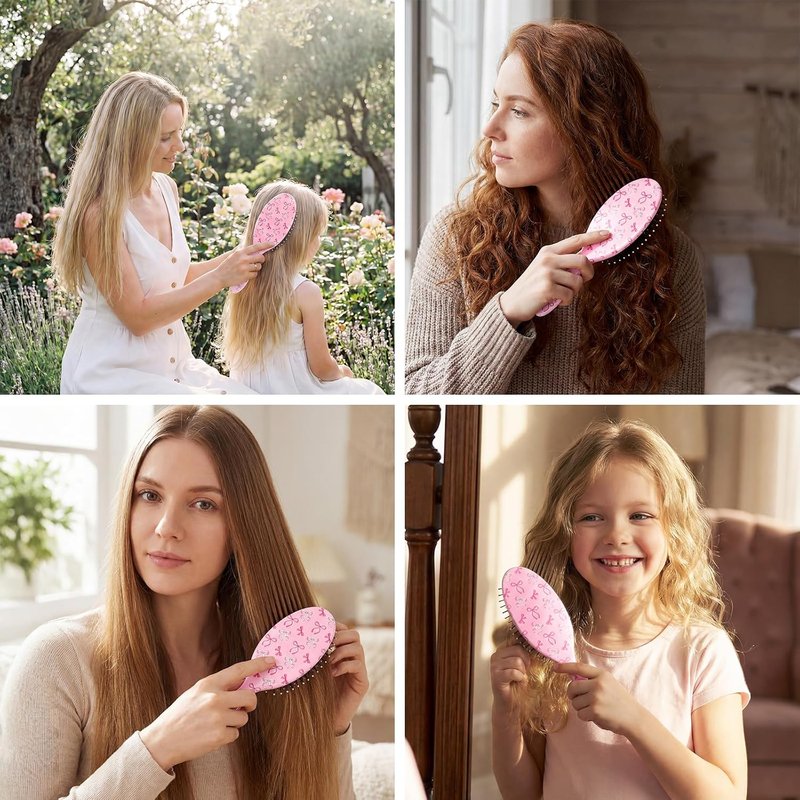 Detangling Hair Brush for Girls - Pain-Free Curly Hair Brush with Pink Bow Design | Ideal for Kids