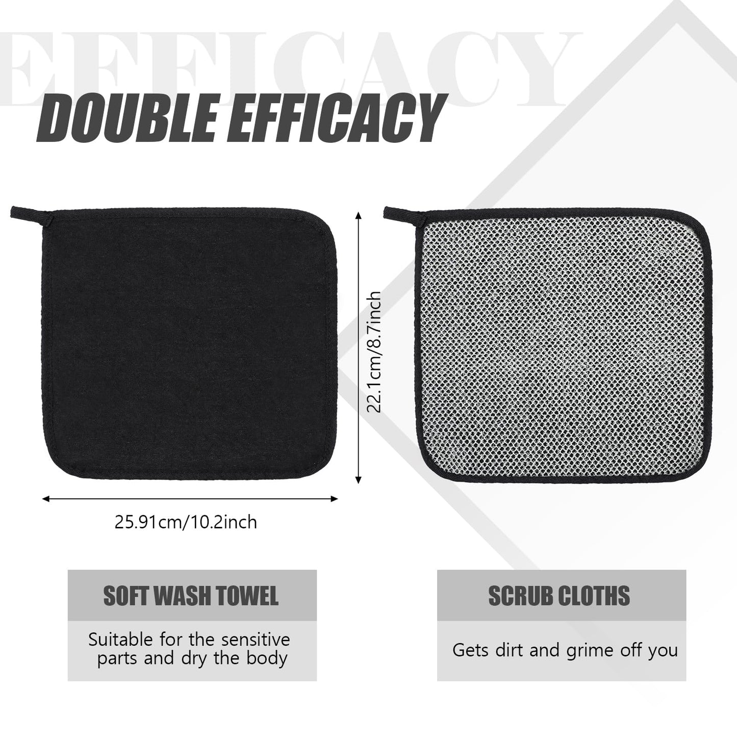 Tudomro 10 Pcs Exfoliating Washcloths Double Sided Man Wash Cloths Body Face Exfoliating Scrub Cloths for Shower Men Women(10.2 x 8.7 Inch,Multicolor)