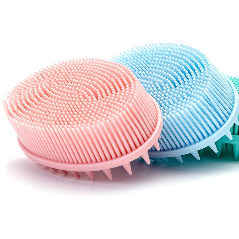 Premium Sensory Brush for Kids or Autism,Soft Silicone Body Scrubber,2 in 1 Sensory Room Occupational Therapy Sensory Brushes,Silicone Loofah,Pets Shower Brush Bath Brush Shampoo Brush(Spikes-Pink)