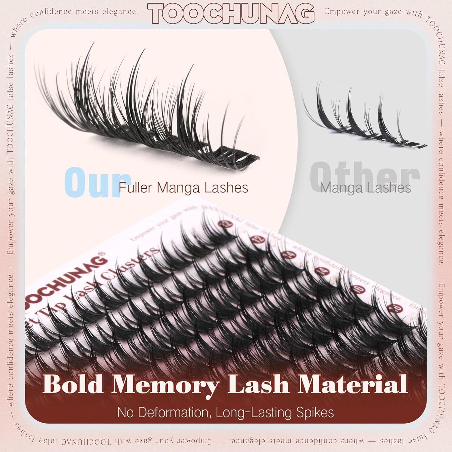 TOOCHUNAG Anime Lash Clusters 12-20mm Manga Eyelash Clusters Volume Cluster Eyelash Extensions D Curly Lashes Clusters DIY Lash Extensions Wispy Individual Lashes
