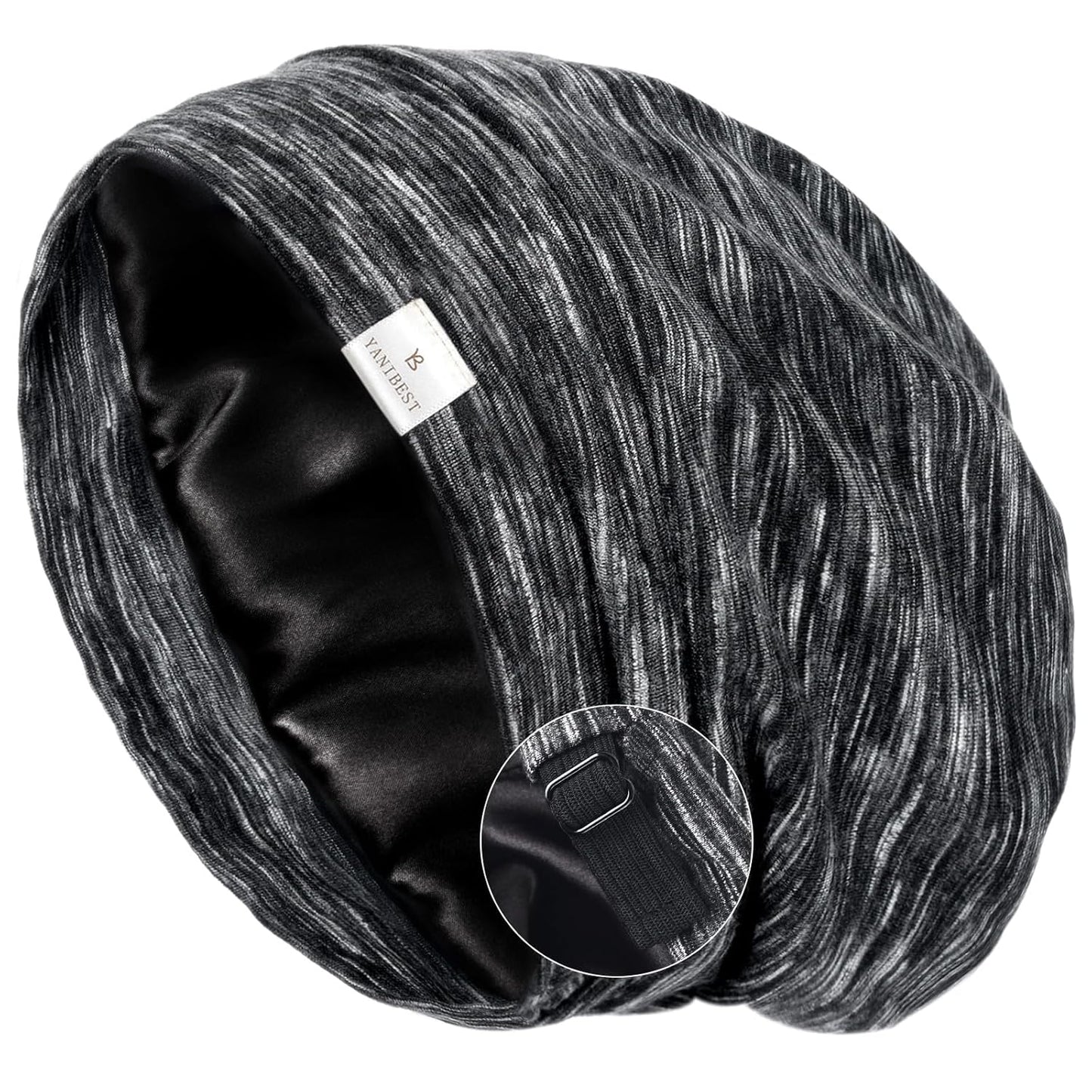 YANIBEST Silk Satin Bonnet - Adjustable Hair Wrap for Sleeping | Perfect for Curly Hair & Braids, Black