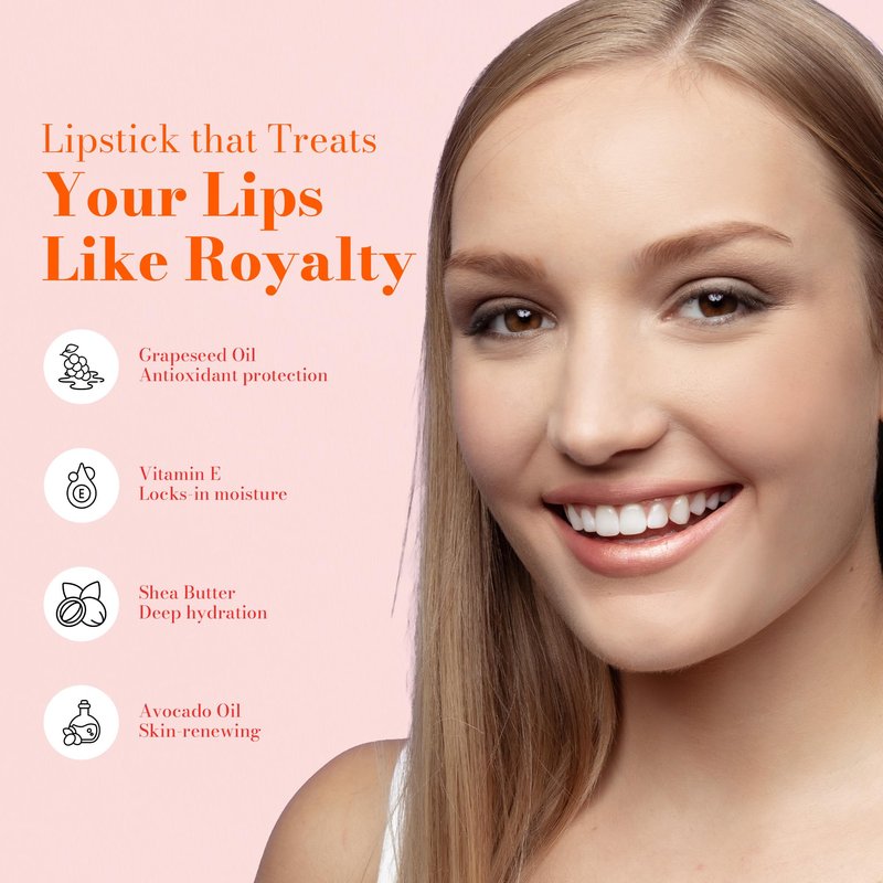 Juwel Cosmetics Frosted Finish Lipstick, Long Wear Moisture-Rich Shades with Natural Minerals, Matte Lipstick Contains Shea Butter, Grapeseed & Avocado Oils, Lead-Free, Gilded