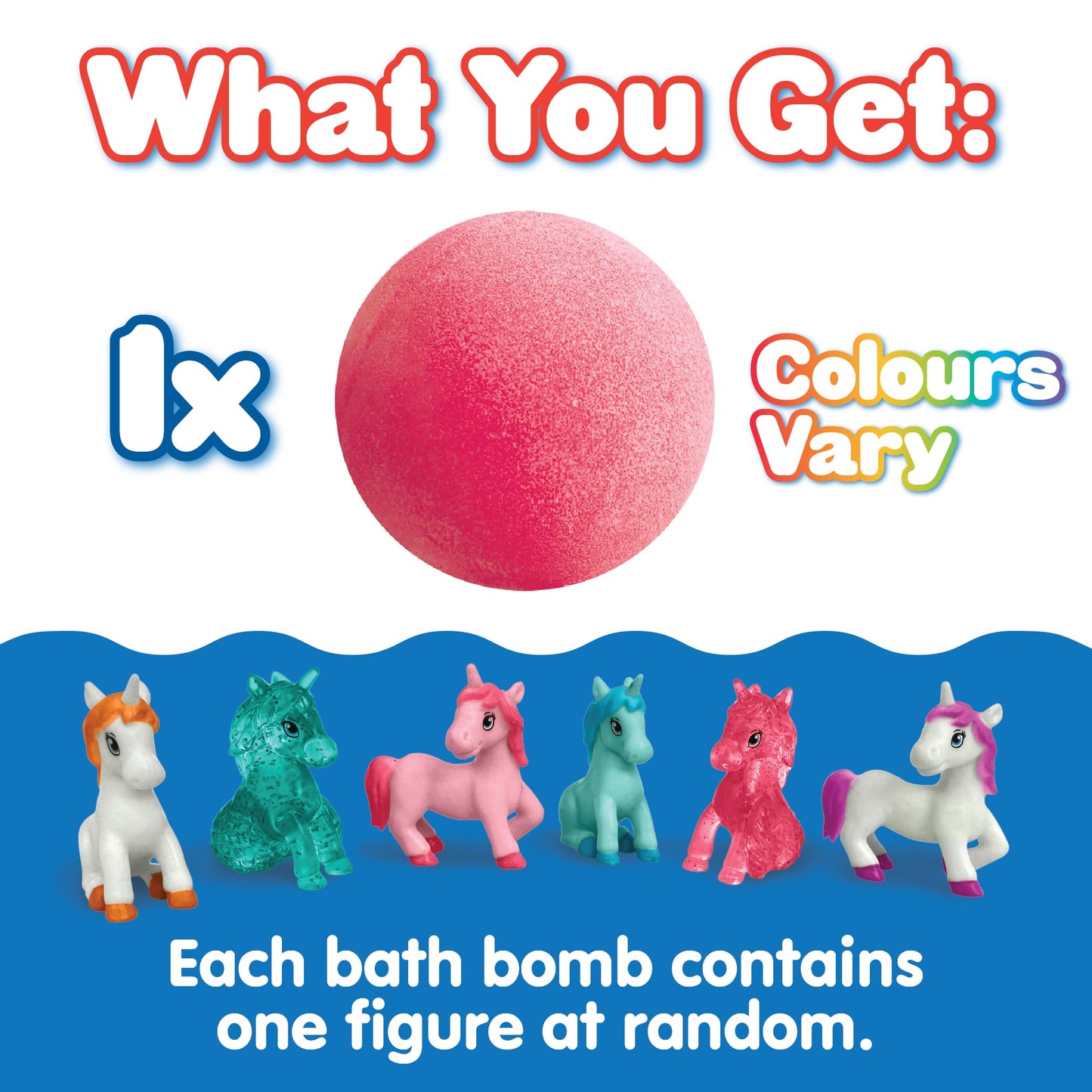 Zimpli Kids Large Unicorn Surprise Bath Bomb, 1 of 6 Surprise Unicorn Toys to Collect, One per Baff Bomb, Children's Collectable Bath Toy