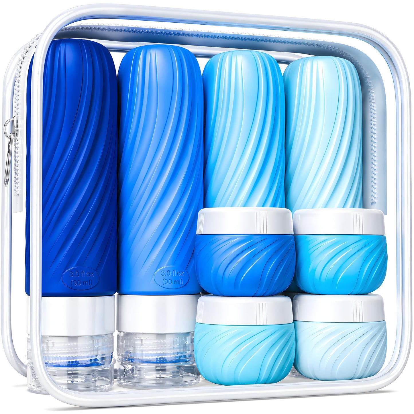 SoloVoya Travel Bottles for Toiletries 8 Pack: TSA Approved 3oz Leak Proof Containers - Silicone Squeezable Bottles for Shampoo Lotion - Travel Essentials for Women Men with Clear Bag