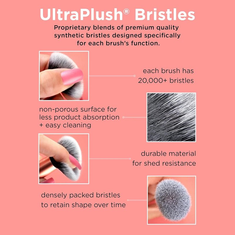 Real Techniques Blush Makeup Brush - Ultra Plush Fluffy Brush for Loose, Cream, or Pressed Blush | Vegan & Cruelty-Free