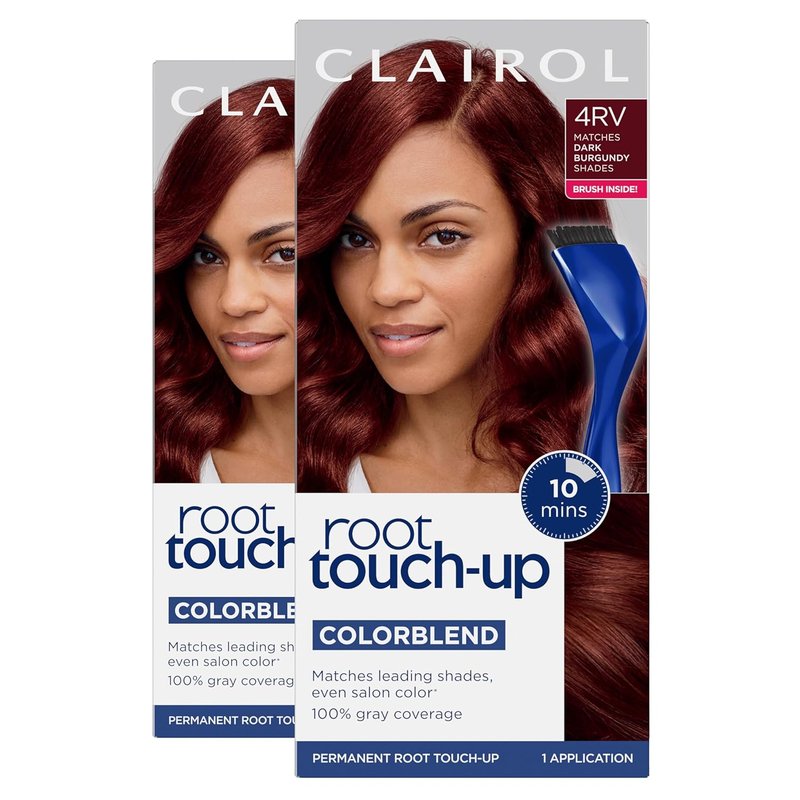 Clairol Root Touch-Up | Nice'n Easy Permanent Hair Dye - 4RV Dark Burgundy, 2-Pack