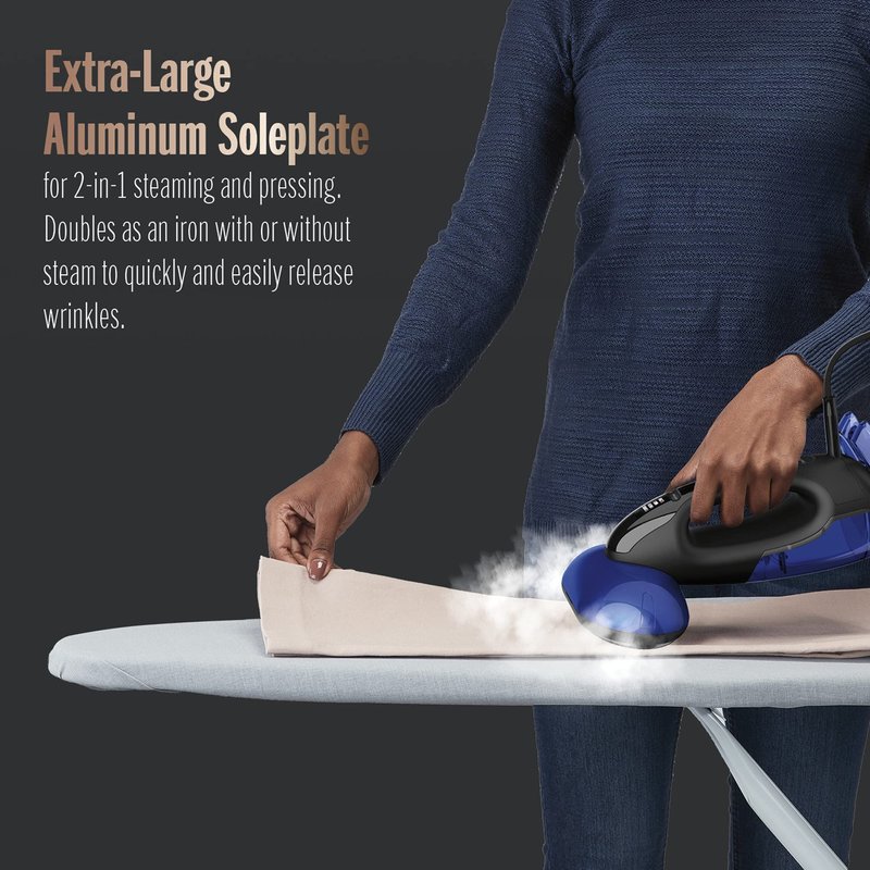Conair 2-in-1 Handheld Steamer and Iron for Clothes, Turbo ExtremeSteam 1875W Garment Steamer and Clothing Iron,Black / Blue